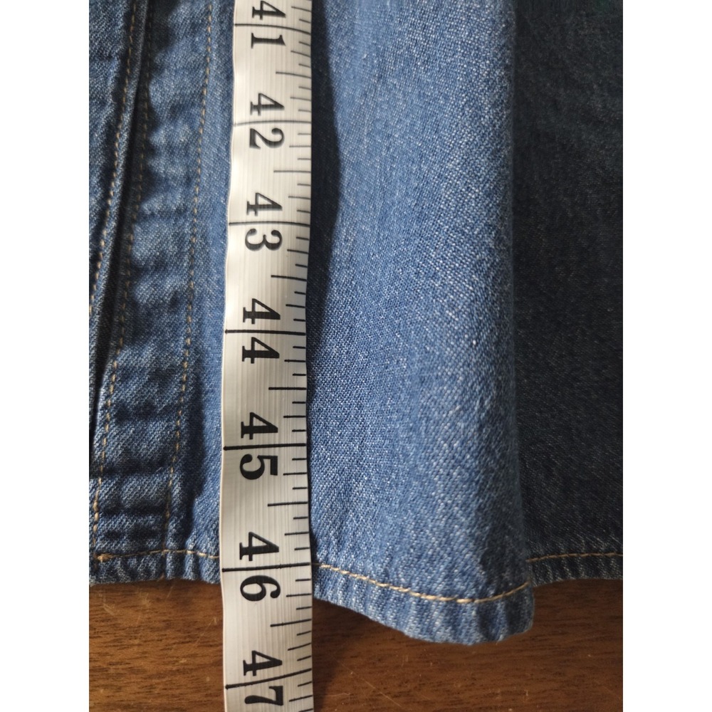 Vtg Denim Dress Women's 10p Pleated Button Up 90s Y2k Hunt Club Modest Teacher - Picture 5 of 10